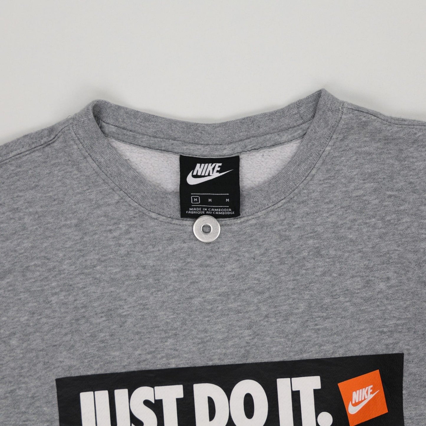 Nike Just Do It Grey Crew Neck Sweatshirt Men's Medium Cotton Blend