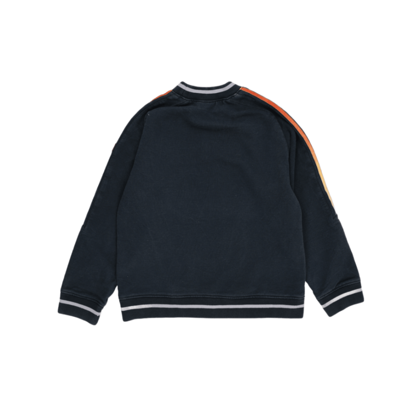 adidas Vintage Black Crew Neck Sweatshirt with Orange Stripes Large Cotton Blend Retro Sportswear