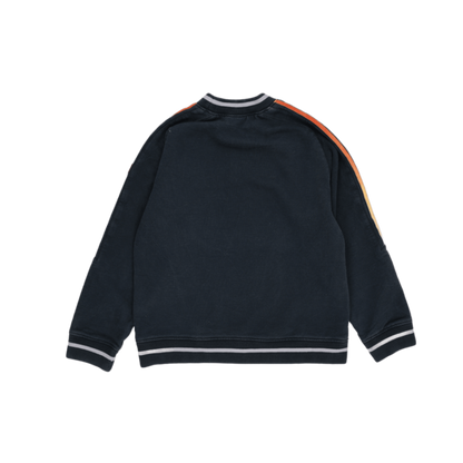 adidas Vintage Black Crew Neck Sweatshirt with Orange Stripes Large Cotton Blend Retro Sportswear