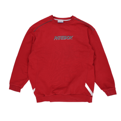 Reebok Red Crew Neck Pullover Sweatshirt Men Large Cotton Blend