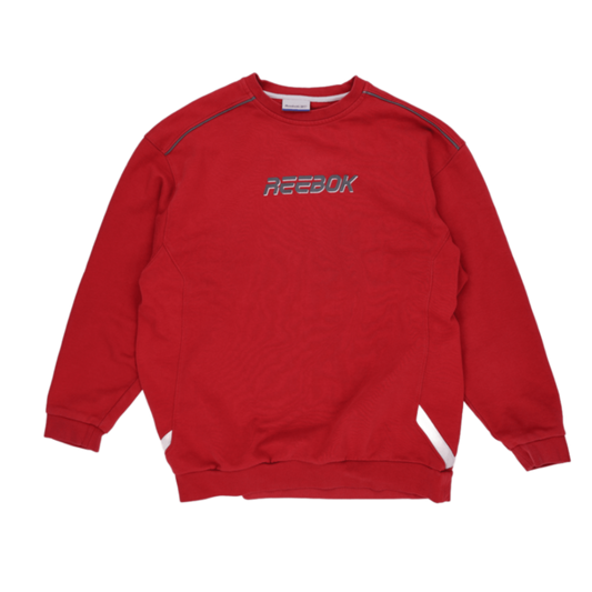 Reebok Red Crew Neck Pullover Sweatshirt Men Large Cotton Blend