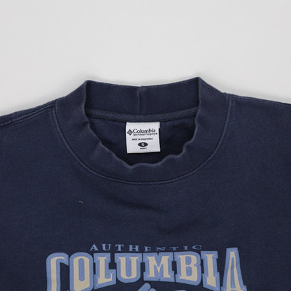 Columbia Vintage 1998 Navy Beige Crewneck Sweatshirt Men Small Cotton Blend
