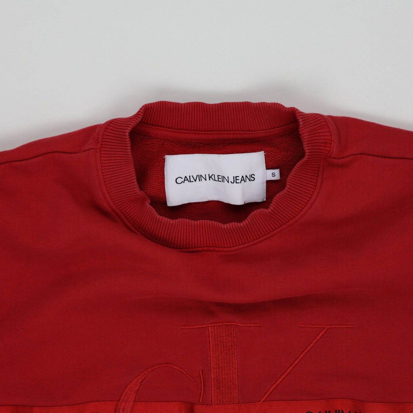 Calvin Klein Jeans Red Crew Neck Sweatshirt Small Cotton