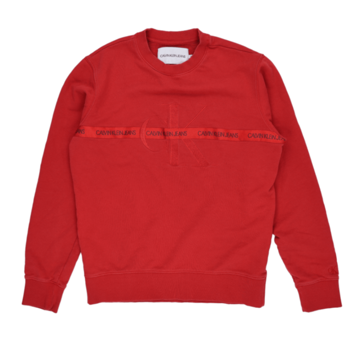 Calvin Klein Jeans Red Crew Neck Sweatshirt Small Cotton