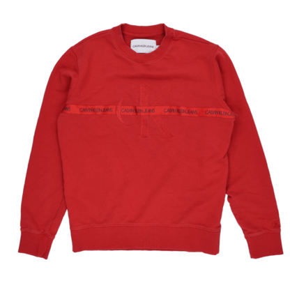 Calvin Klein Jeans Red Crew Neck Sweatshirt Small Cotton