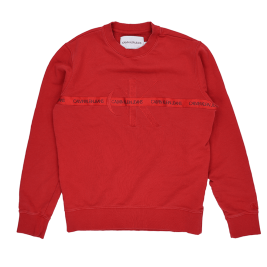 Calvin Klein Jeans Red Crew Neck Sweatshirt Small Cotton