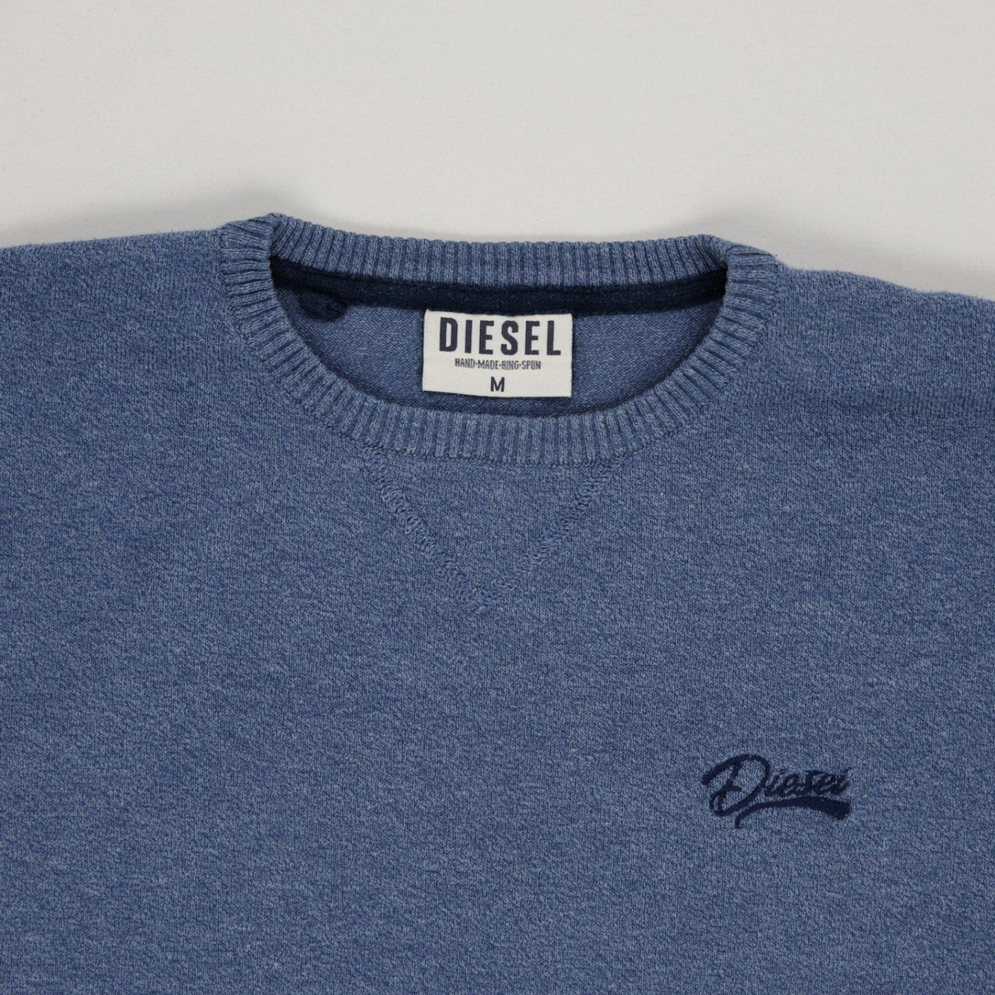 Diesel Blue Crew Neck Knit Jumper for Men Size Medium Cotton Blend