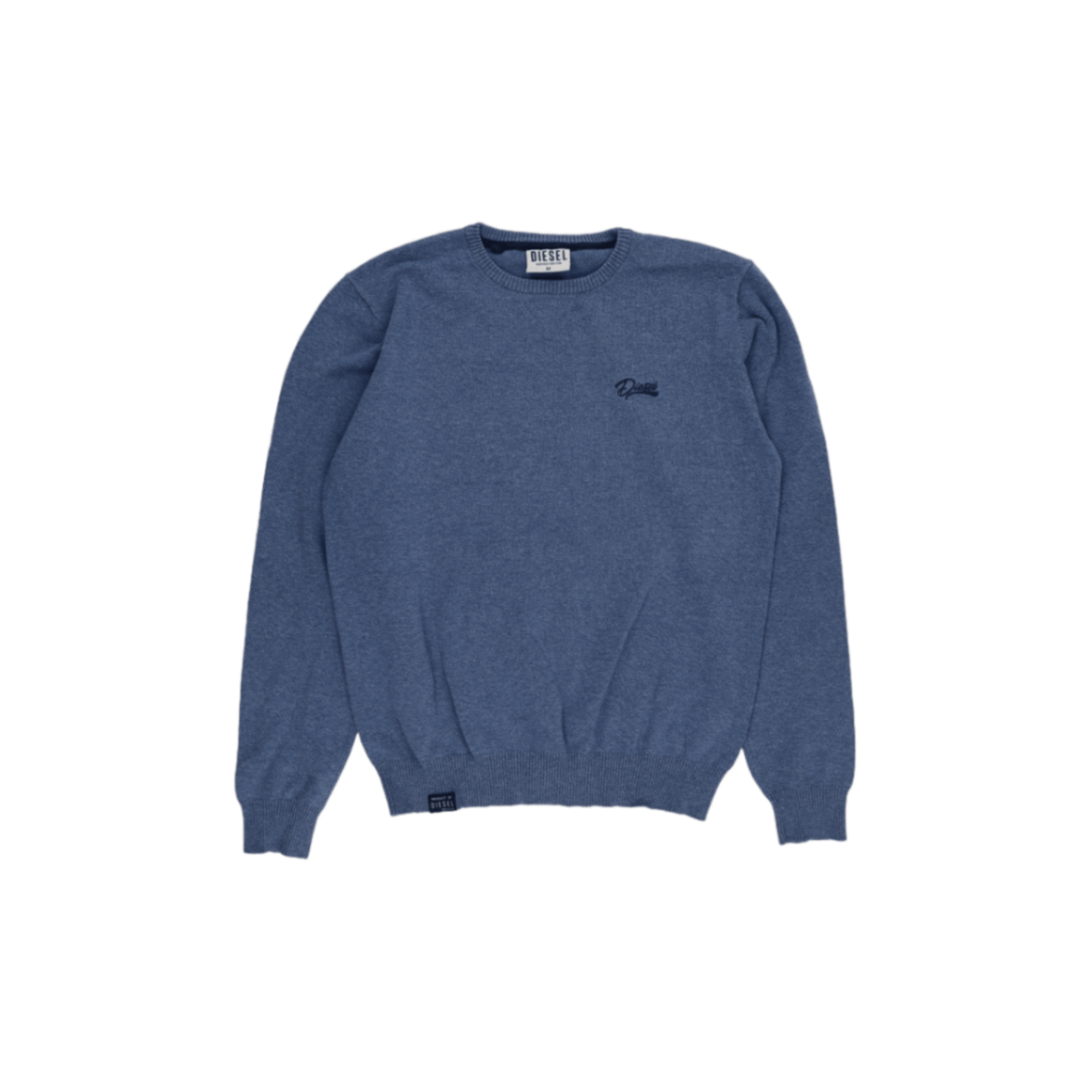 Diesel Blue Crew Neck Knit Jumper for Men Size Medium Cotton Blend