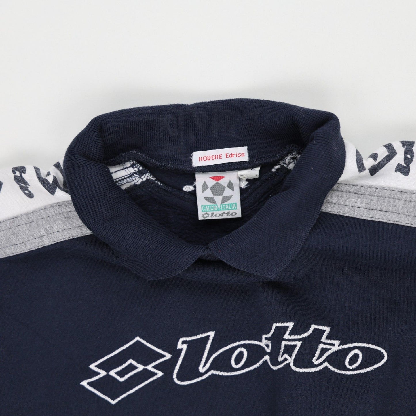 Lotto Vintage Navy Blue Sportswear Sweatshirt Large Cotton Blend Polo Collar