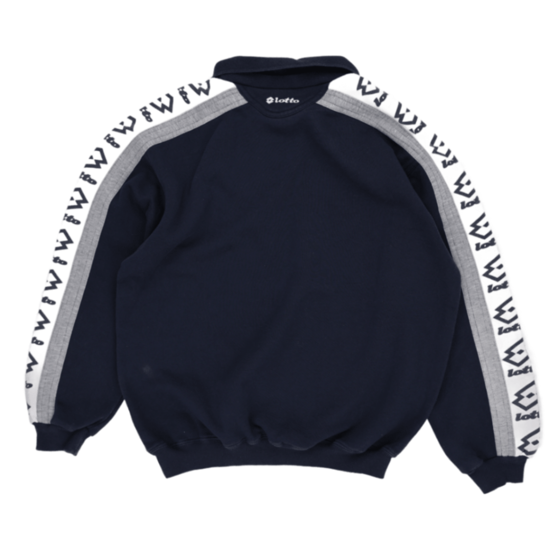 Lotto Vintage Navy Blue Sportswear Sweatshirt Large Cotton Blend Polo Collar