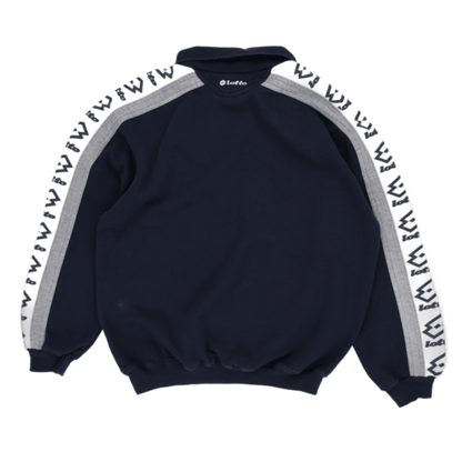Lotto Vintage Navy Blue Sportswear Sweatshirt Large Cotton Blend Polo Collar