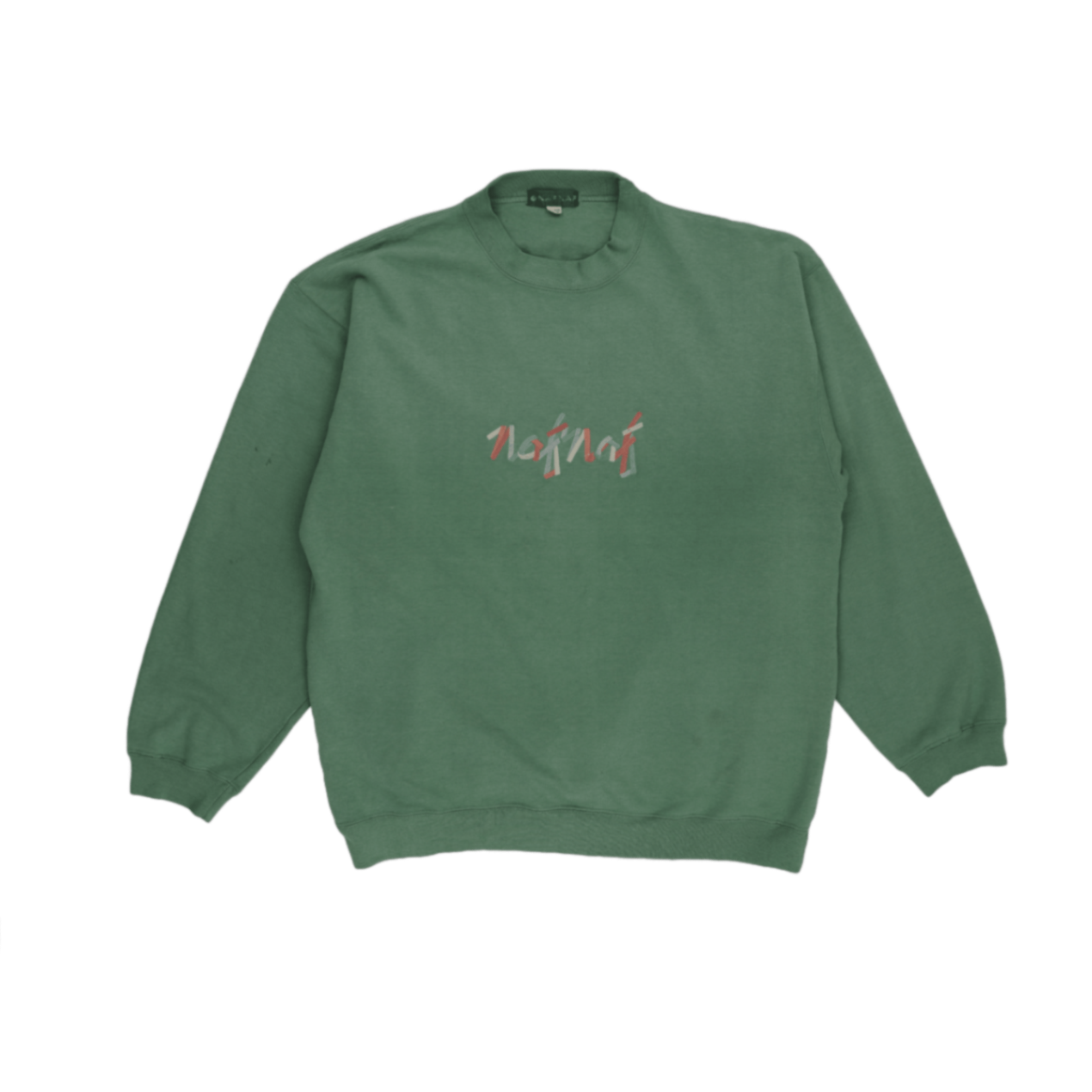 Naf Naf Vintage Green Crew Neck Sweatshirt Large Cotton Blend Casual Mens Clothing