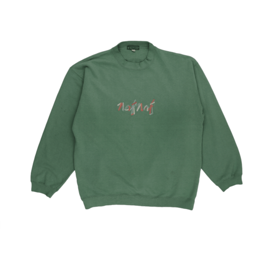 Naf Naf Vintage Green Crew Neck Sweatshirt Large Cotton Blend Casual Mens Clothing