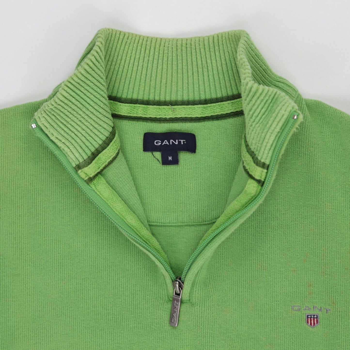 GANT Green 1/4 Zip Sweatshirt for Men Size M Cotton High Neck