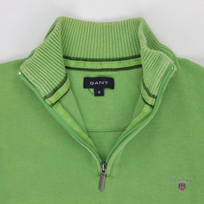 GANT Green 1/4 Zip Sweatshirt for Men Size M Cotton High Neck