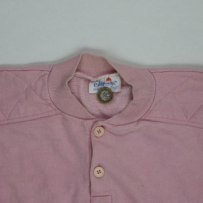 Ellesse Vintage Mauve Button Neck Pullover Sweatshirt Medium Cotton Blend