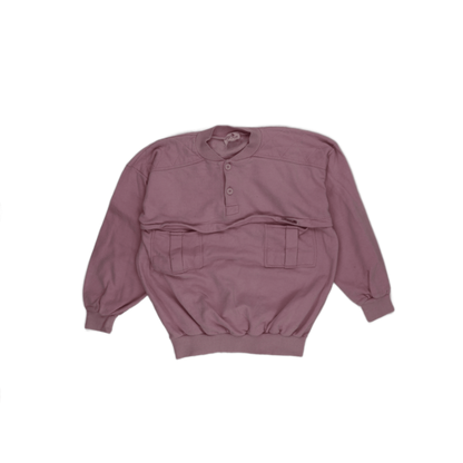 Ellesse Vintage Mauve Button Neck Pullover Sweatshirt Medium Cotton Blend