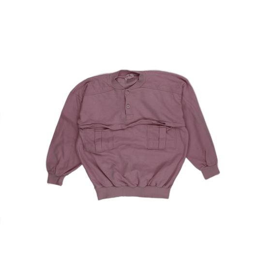 Ellesse Vintage Mauve Button Neck Pullover Sweatshirt Medium Cotton Blend