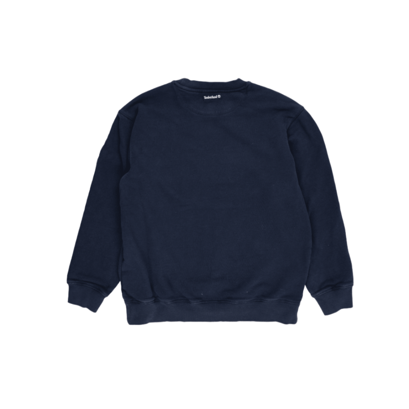 Timberland Logo Sweatshirt Navy Blue Men Medium Cotton Blend Crew Neck