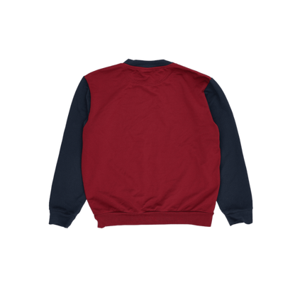 Sergio Tacchini Burgundy Navy Retro Logo Sweatshirt Men Medium Cotton Blend Crew Neck Vintage Sportswear