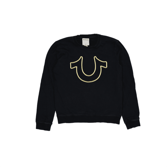 True Religion Black Crewneck Sweatshirt XL Cotton Men's Activewear