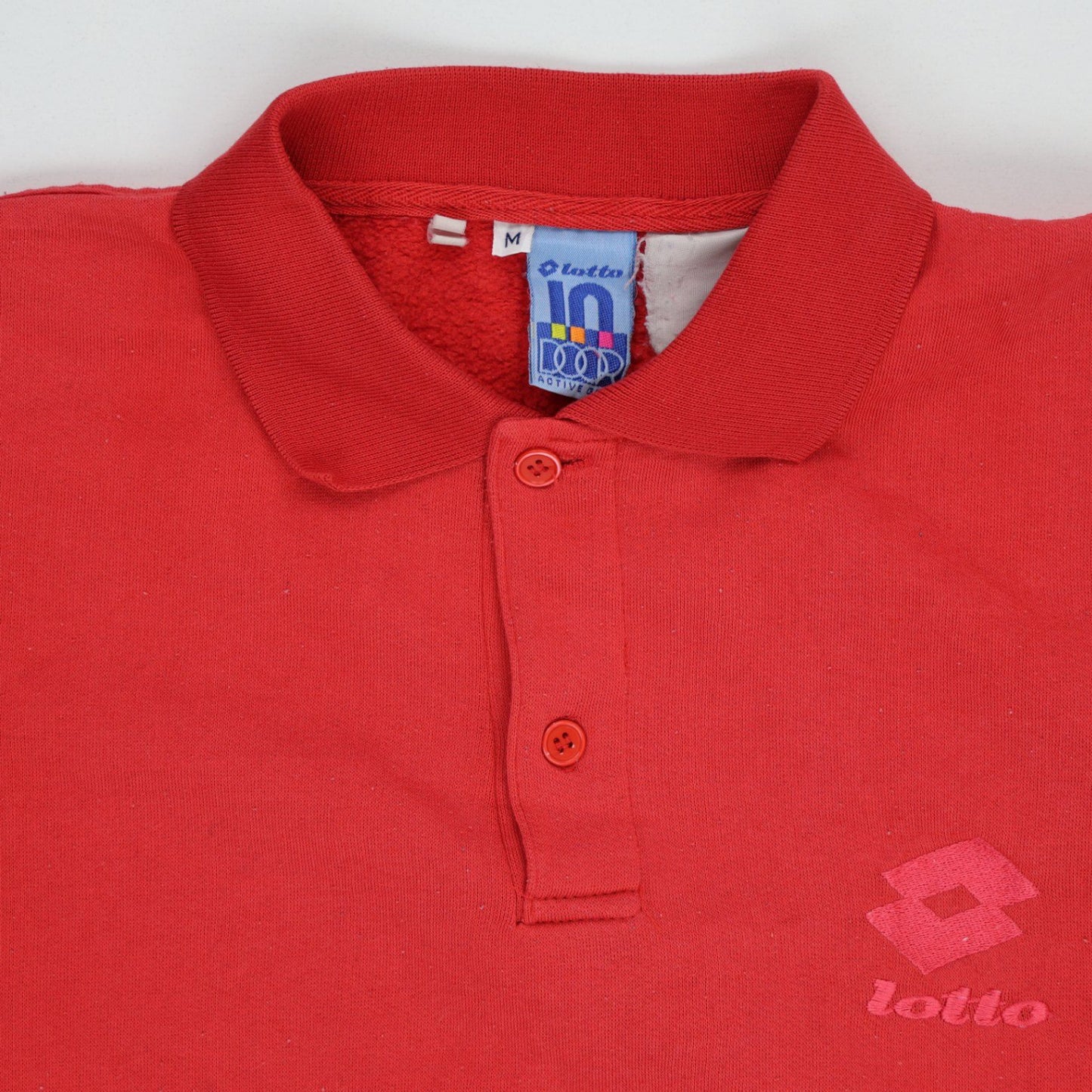 Lotto Vintage Red Long Sleeve Polo Shirt Men Size Medium Cotton Blend
