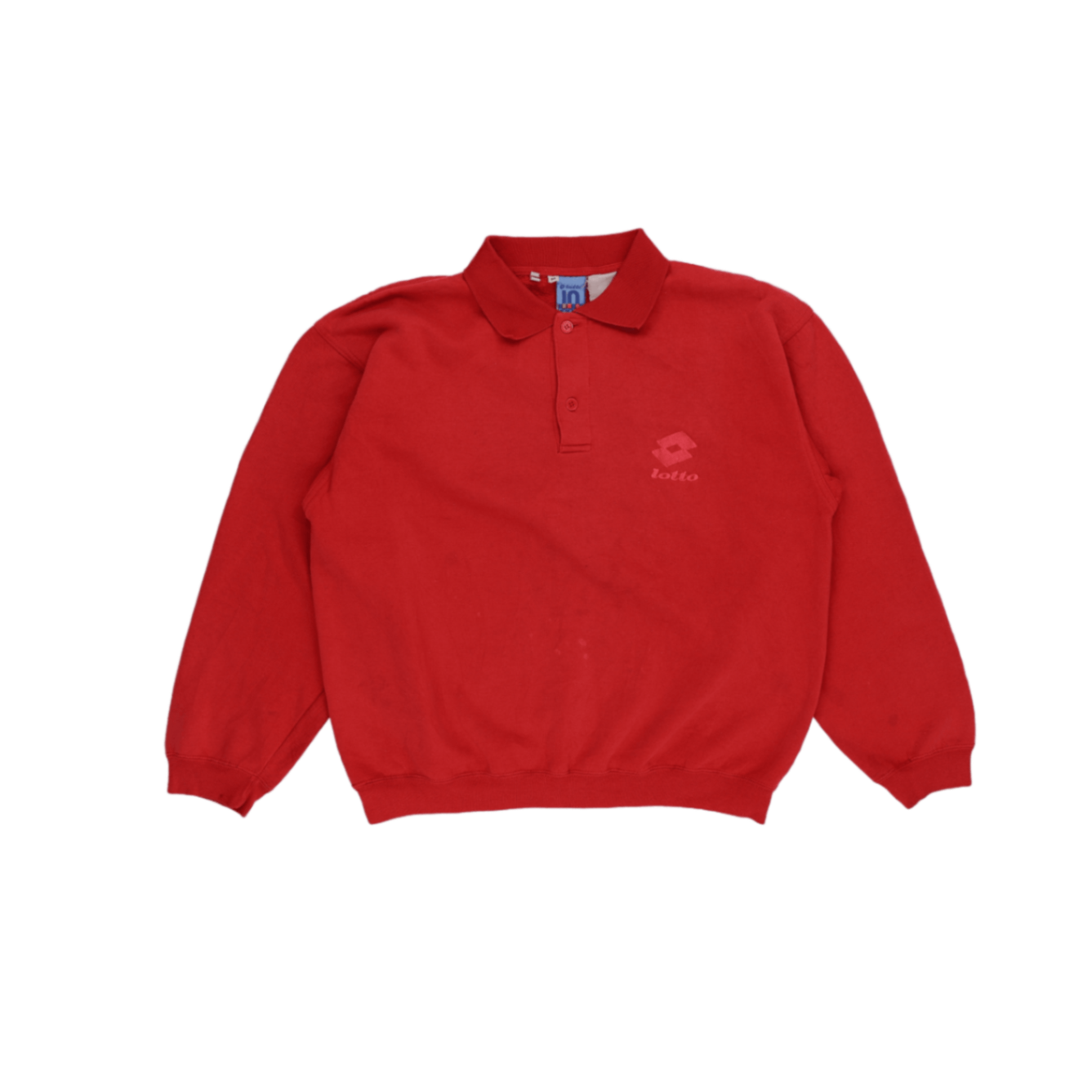 Lotto Vintage Red Long Sleeve Polo Shirt Men Size Medium Cotton Blend