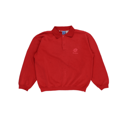 Lotto Vintage Red Long Sleeve Polo Shirt Men Size Medium Cotton Blend
