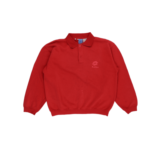 Lotto Vintage Red Long Sleeve Polo Shirt Men Size Medium Cotton Blend