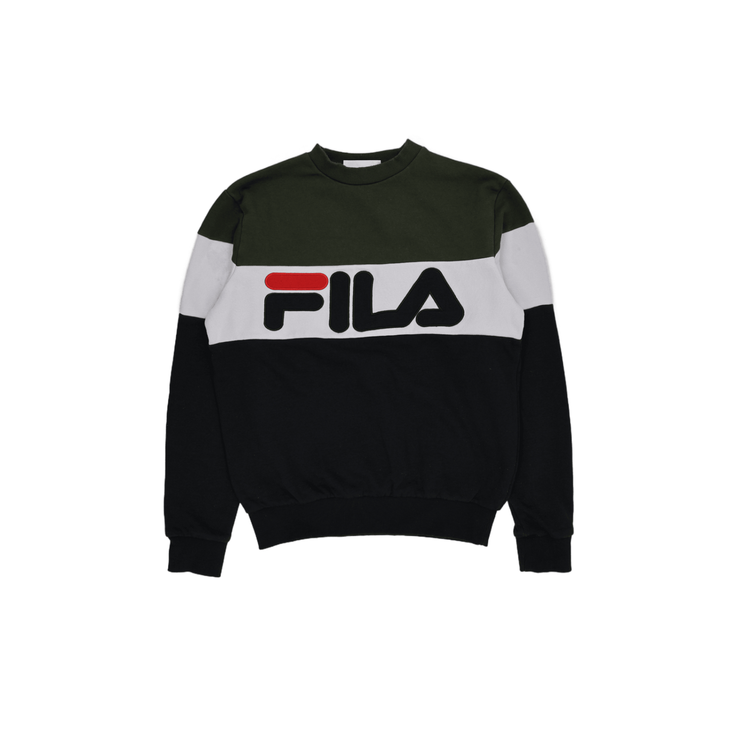 Fila Vintage Green White Black Crew Neck Sweatshirt Large Cotton Blend