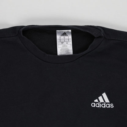 adidas Black Crew Neck Sweatshirt Small Cotton Blend Classic Pullover for Men