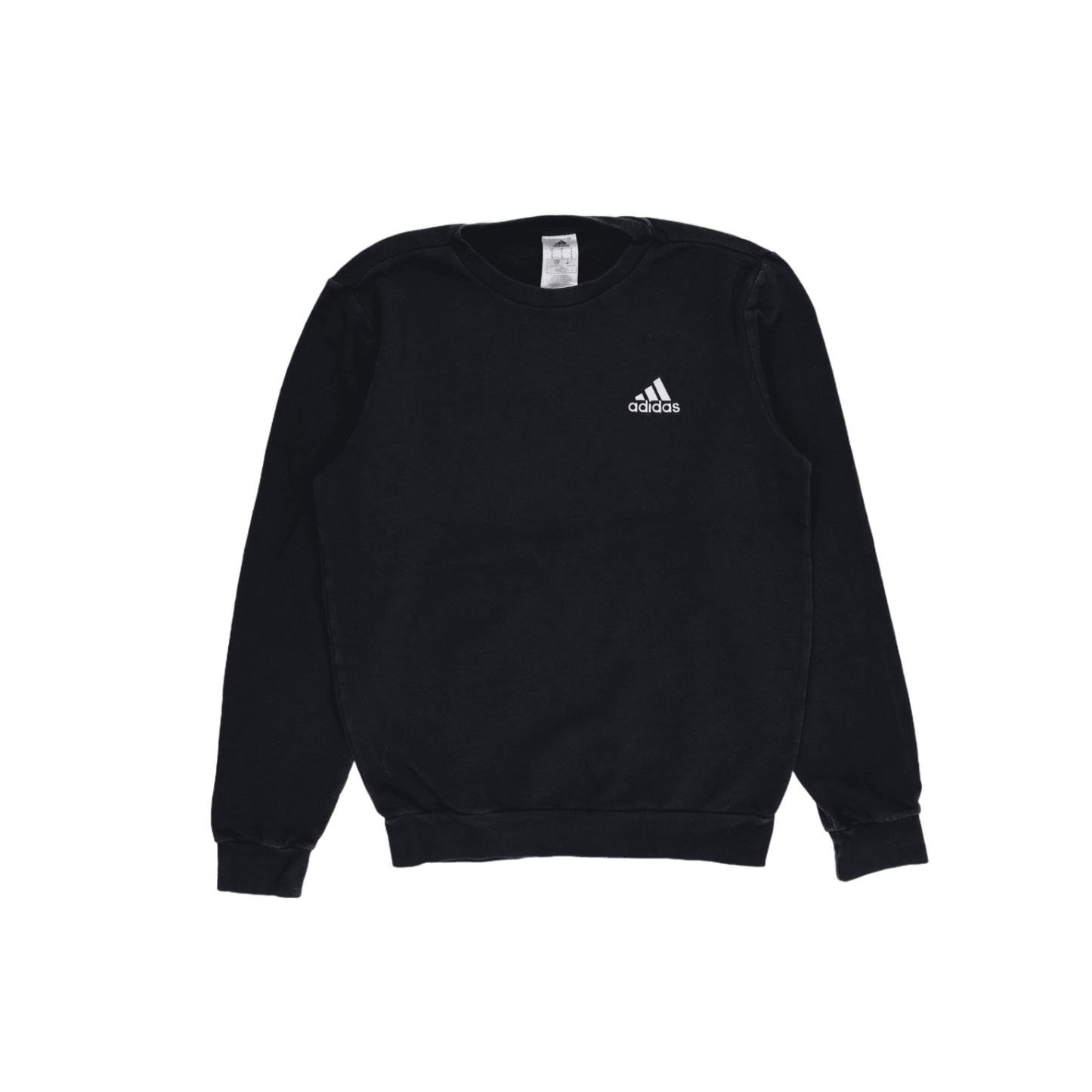 adidas Black Crew Neck Sweatshirt Small Cotton Blend Classic Pullover for Men