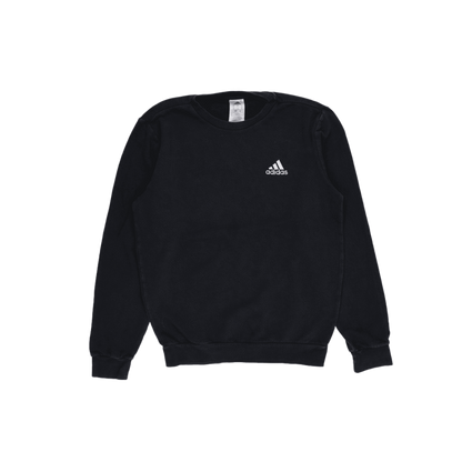 adidas Black Crew Neck Sweatshirt Small Cotton Blend Classic Pullover for Men