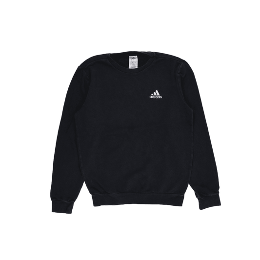 adidas Black Crew Neck Sweatshirt Small Cotton Blend Classic Pullover for Men