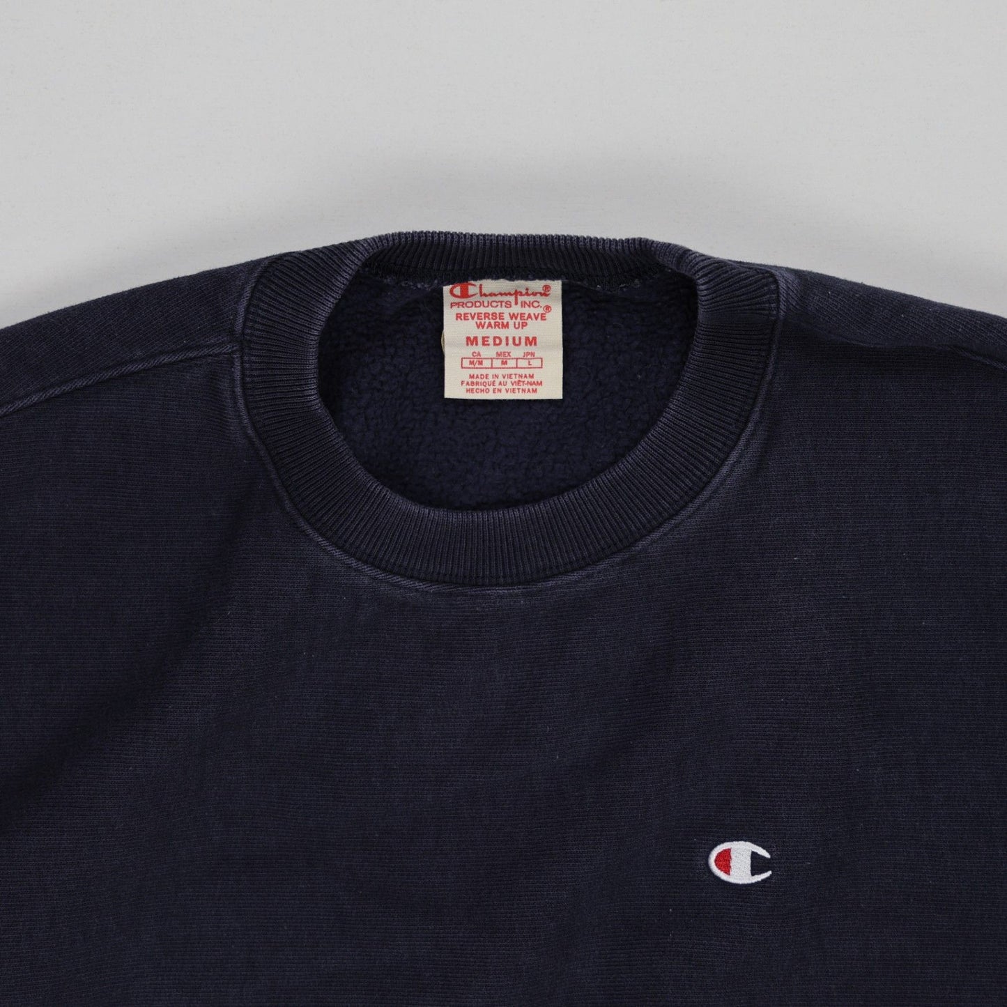 Champion Reverse Weave Navy Crew Neck Pullover Sweatshirt Men Medium Cotton Blend