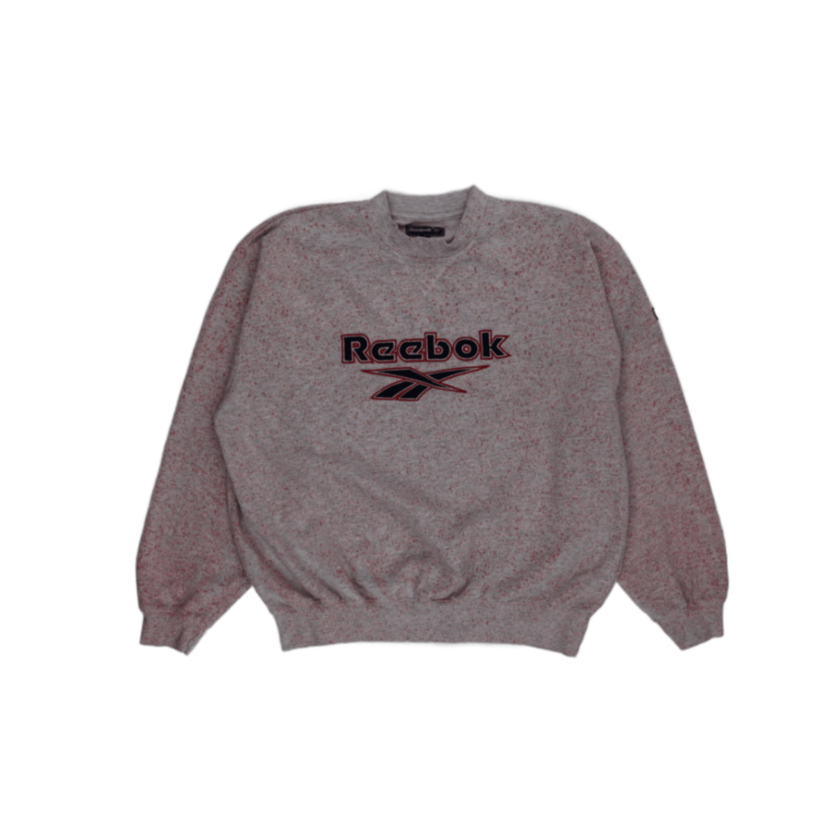 Reebok Essentials Crewneck Sweatshirt Speckled Grey Red Small Cotton Blend Vintage
