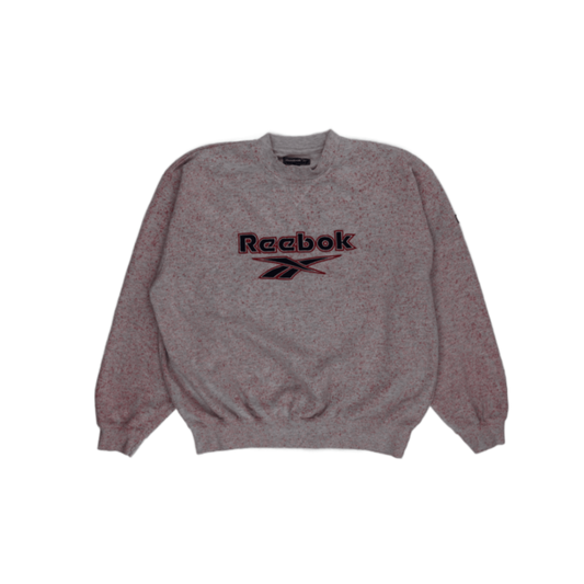 Reebok Essentials Crewneck Sweatshirt Speckled Grey Red Small Cotton Blend Vintage