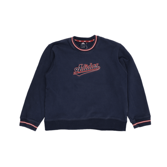 Adidas Vintage Navy Blue Crew Neck Sweatshirt Men's Medium Cotton Blend