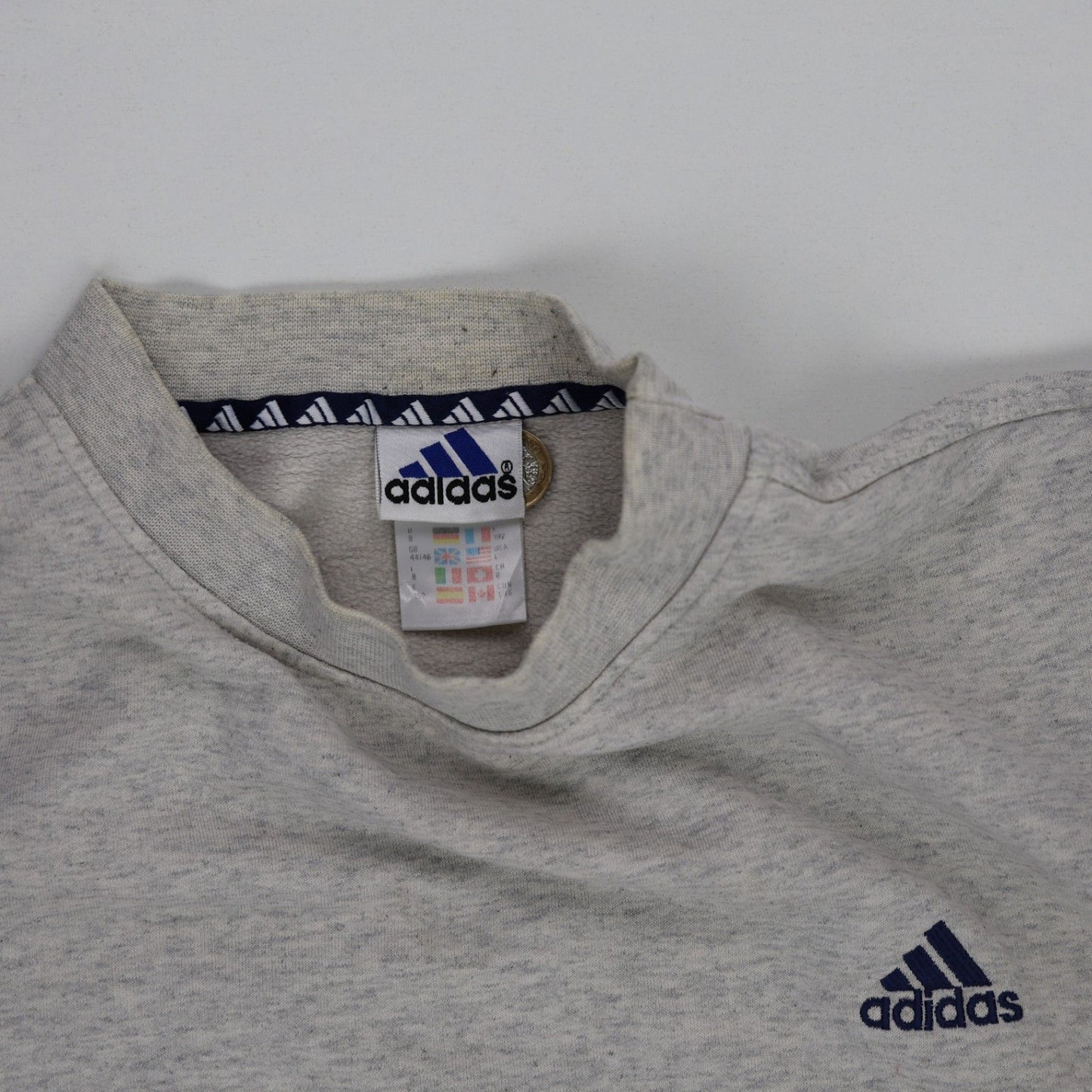 adidas Vintage Grey Cotton Sweatshirt Casual Pullover Crew Neck Medium Size