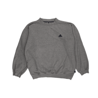 adidas Vintage Grey Cotton Sweatshirt Casual Pullover Crew Neck Medium Size