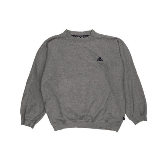 adidas Vintage Grey Cotton Sweatshirt Casual Pullover Crew Neck Medium Size