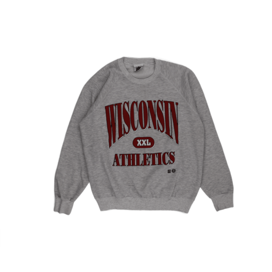 Lee Vintage Wisconsin Athletics Sweatshirt Grey XXL Cotton Blend Crew Neck Unisex
