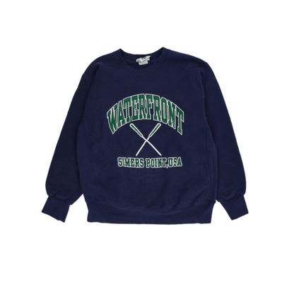 Lee Waterfront Vintage Navy Blue Crewneck Sweatshirt Size Large 95 Percent Cotton