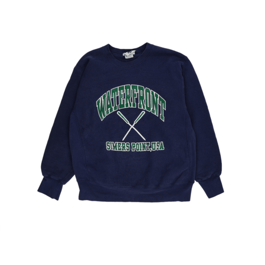 Lee Waterfront Vintage Navy Blue Crewneck Sweatshirt Size Large 95 Percent Cotton