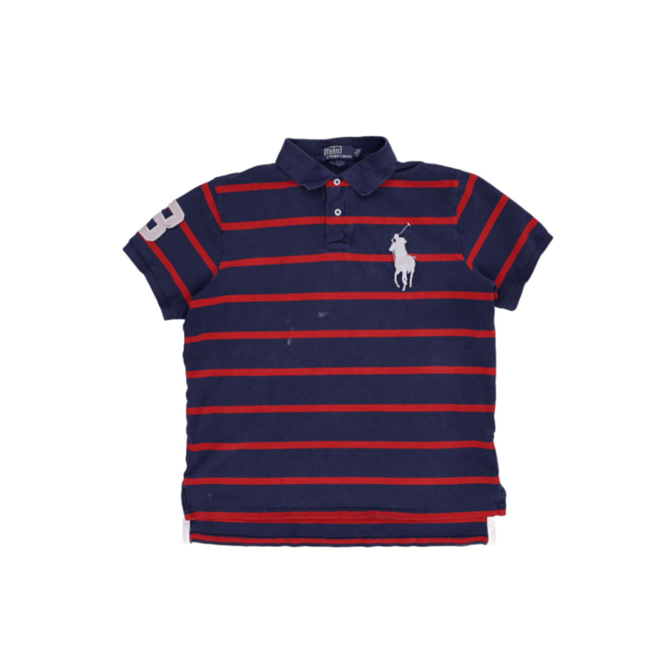 Ralph Lauren Custom Fit Polo Shirt Navy Blue Red Large Cotton