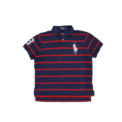 Ralph Lauren Custom Fit Polo Shirt Navy Blue Red Large Cotton