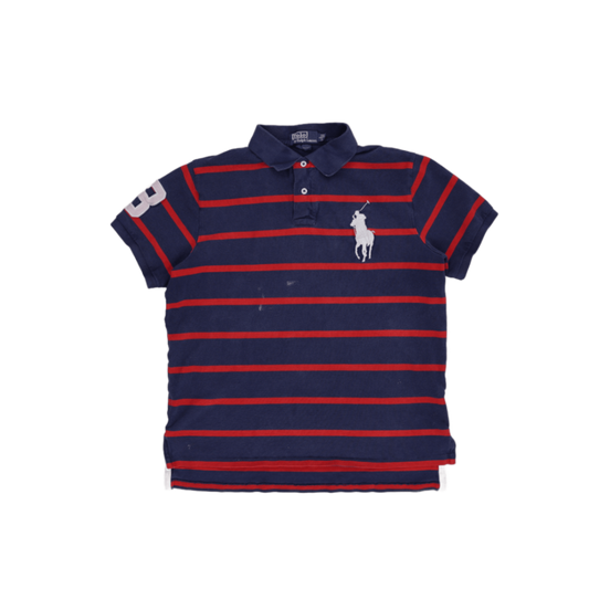 Ralph Lauren Custom Fit Polo Shirt Navy Blue Red Large Cotton