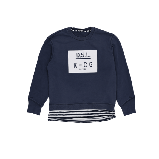 Diesel D.S.L. Navy Blue Sweatshirt Men's Medium Cotton Crew Neck Casual