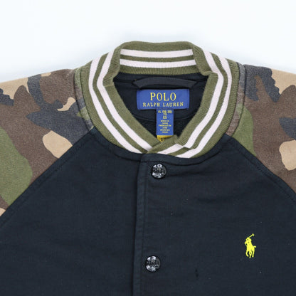 Polo Ralph Lauren Varsity Jacket Black Military Green XL Cotton Blend