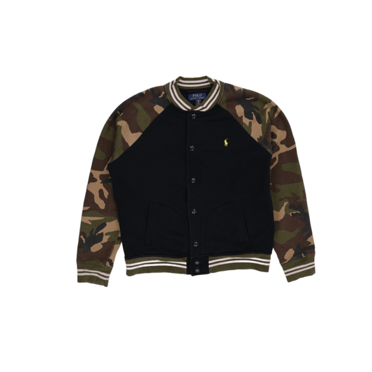 Polo Ralph Lauren Varsity Jacket Black Military Green XL Cotton Blend